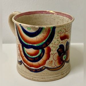 19th Century Antique Gaudy Welsh Rainbow Pattern Lusterware Mug